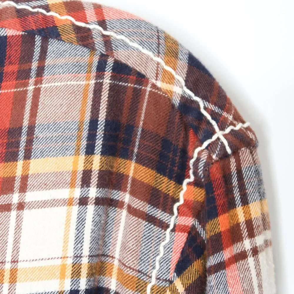 True Religion Mens Button Up Shirt XL Plaid Orange‎ Brown Cowboy Western